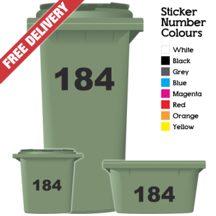 Wheelie Bin Sticker Numbers Just Numbers Style (Pack Of 3)